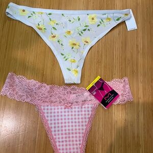 2 Pair Maidenform Size Medium 6 & Old Navy Size L Thong Panty NWT
